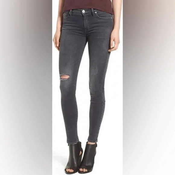 Hudson Krista Low Rise Super Skinny Distressed Jeans in Grey Size 29 - Picture 1 of 12